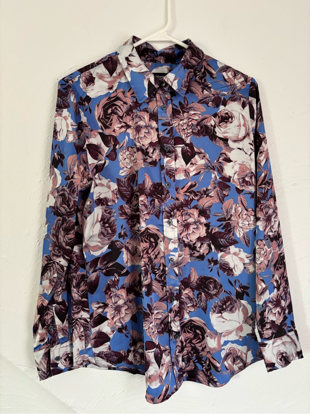 Catherine Malandrino Floral Print Button-Up Shirt - Blue/Pink Size Medium